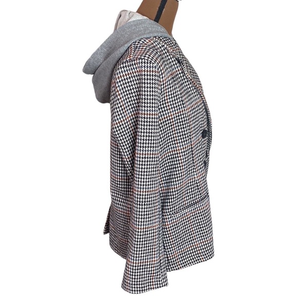 Mystree hooded layered houndstooth double breasted blazer size S - Picture 4 of 14
